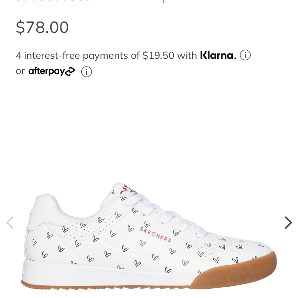 Skechers White and Brown Low-Top Sneakers with Heart Pattern